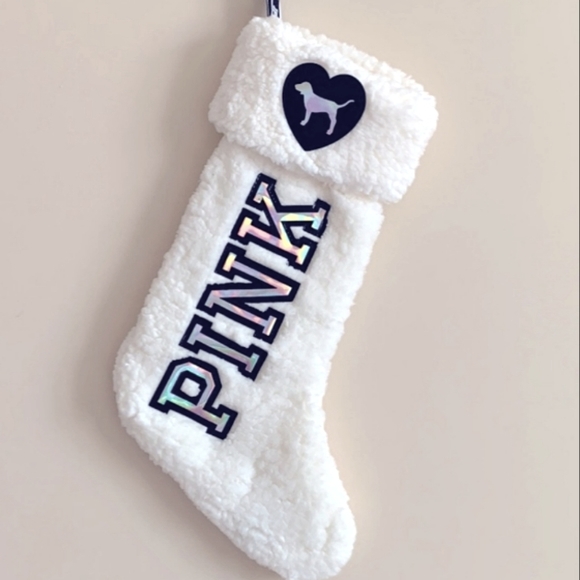 Pink Vs Victoria Secret Christmas Fuzzy Sherpa Stocking - Picture 1 of 3